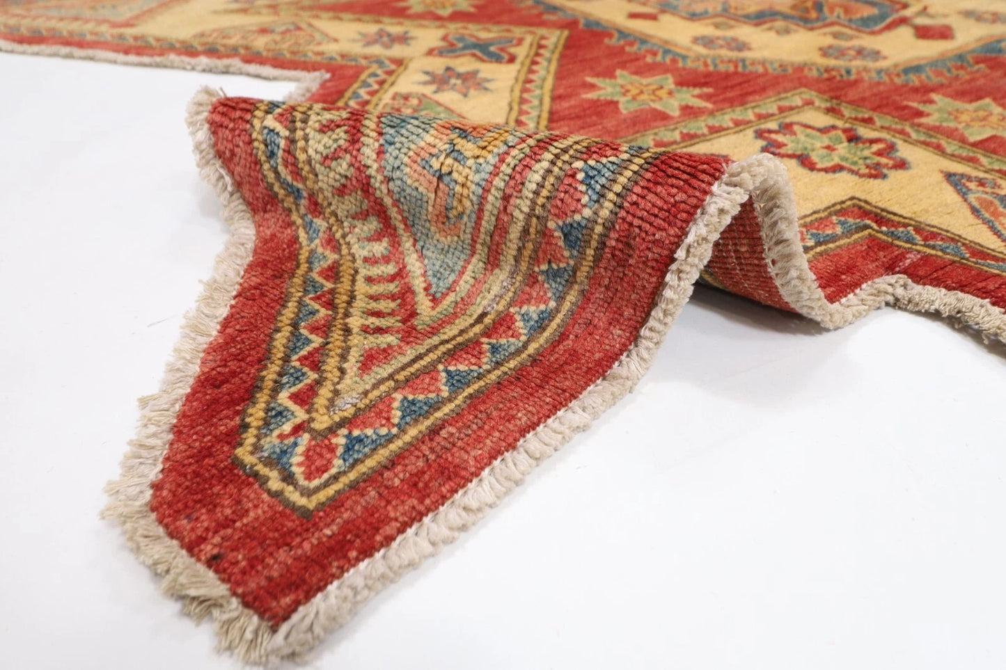 207 x 202 cm | Kazak Afghan Tribal Hand Knotted Wool Carpet