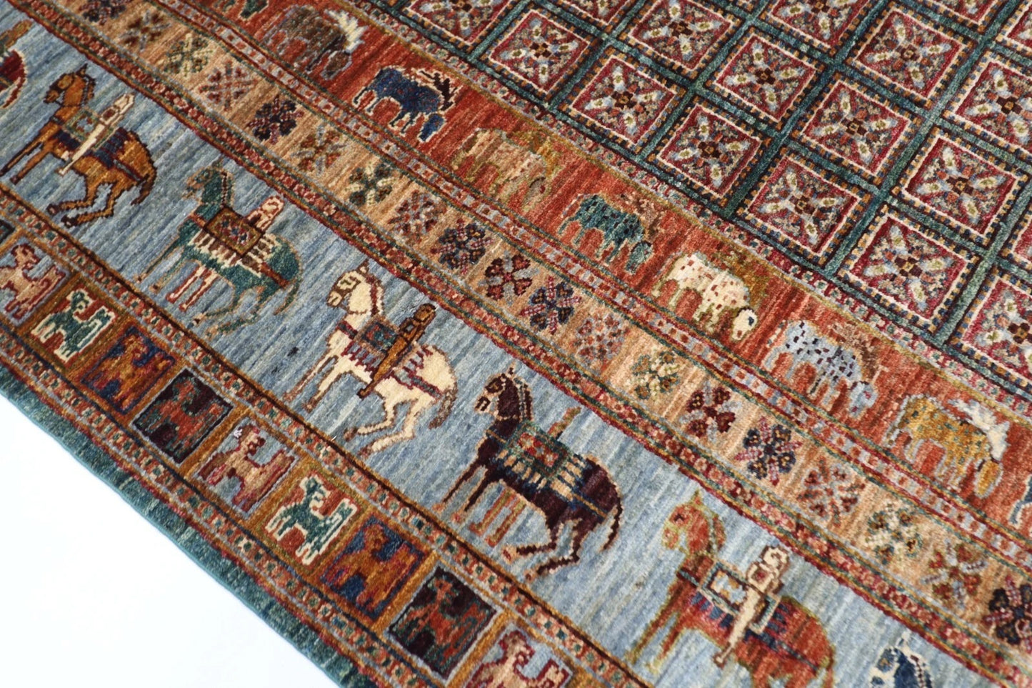 171 x 231 cm | Pazyryk Afghan Tribal Hand Knotted Veg Dye Wool Carpet