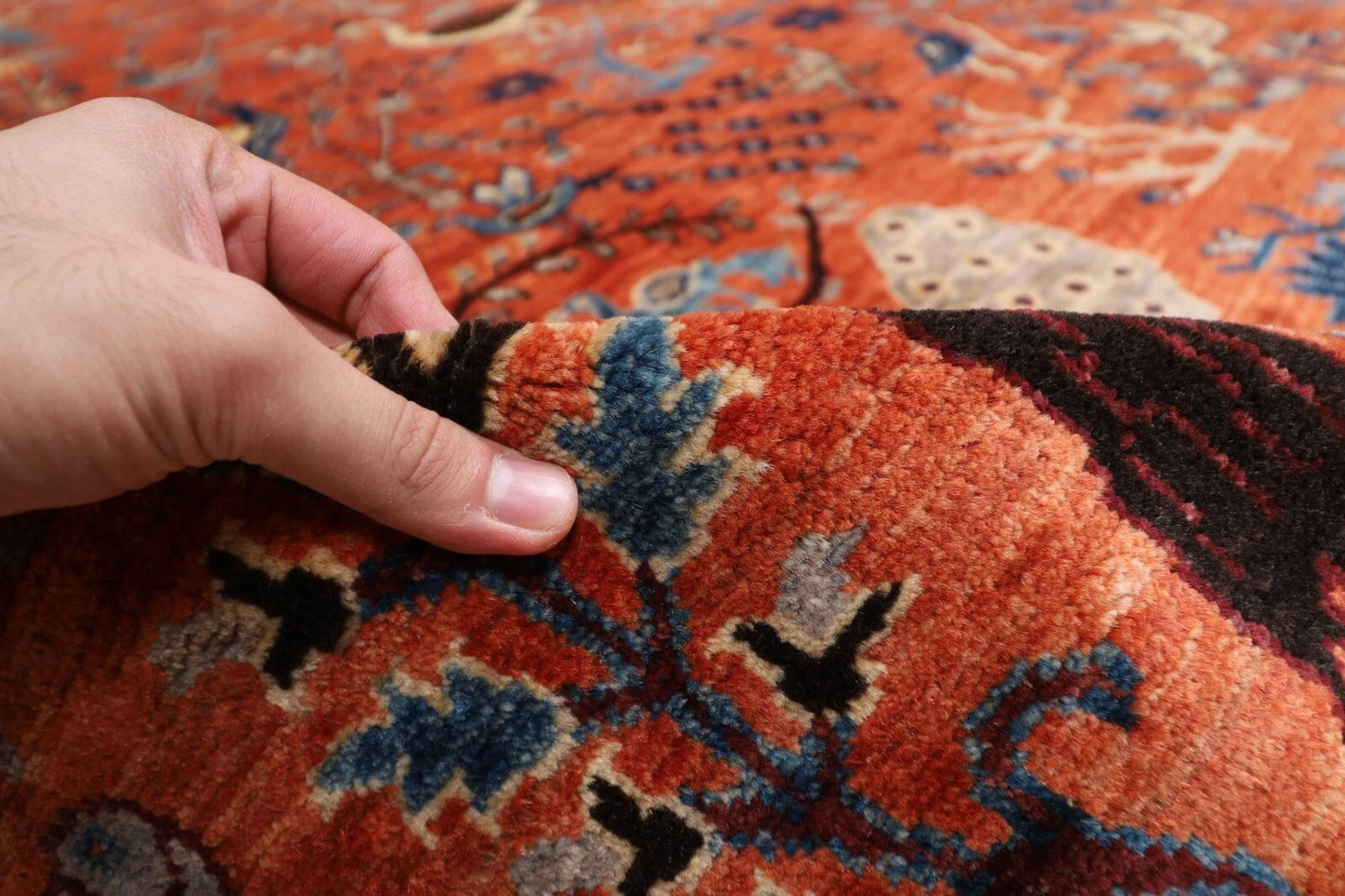 303 x 420 cm | Birds Orange Afghan Tribal Hand Knotted Carpet