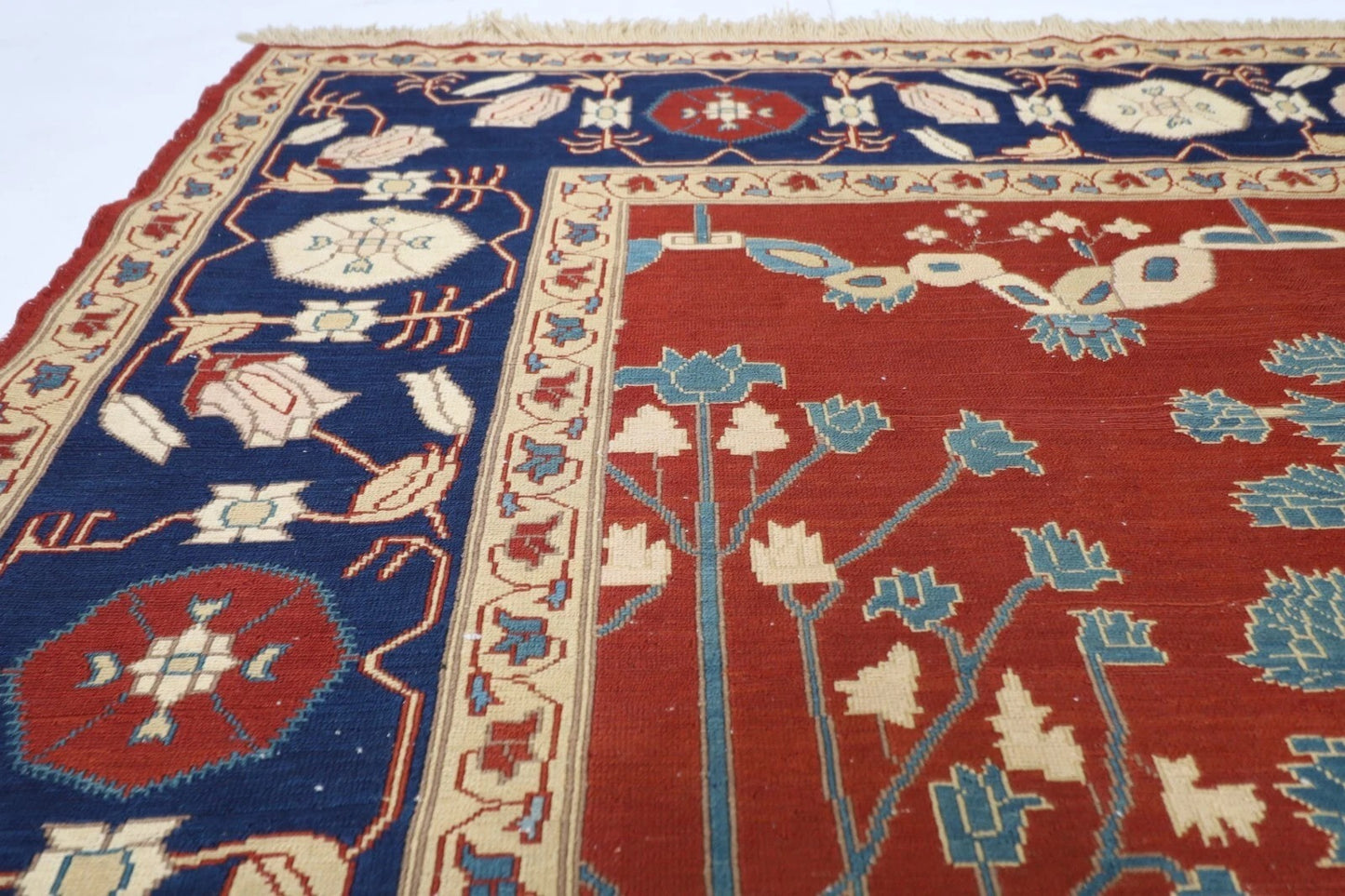 172 x 230 cm | Flat Weaved Afghan Tribal Hand Knotted Veg Dye Wool Carpet