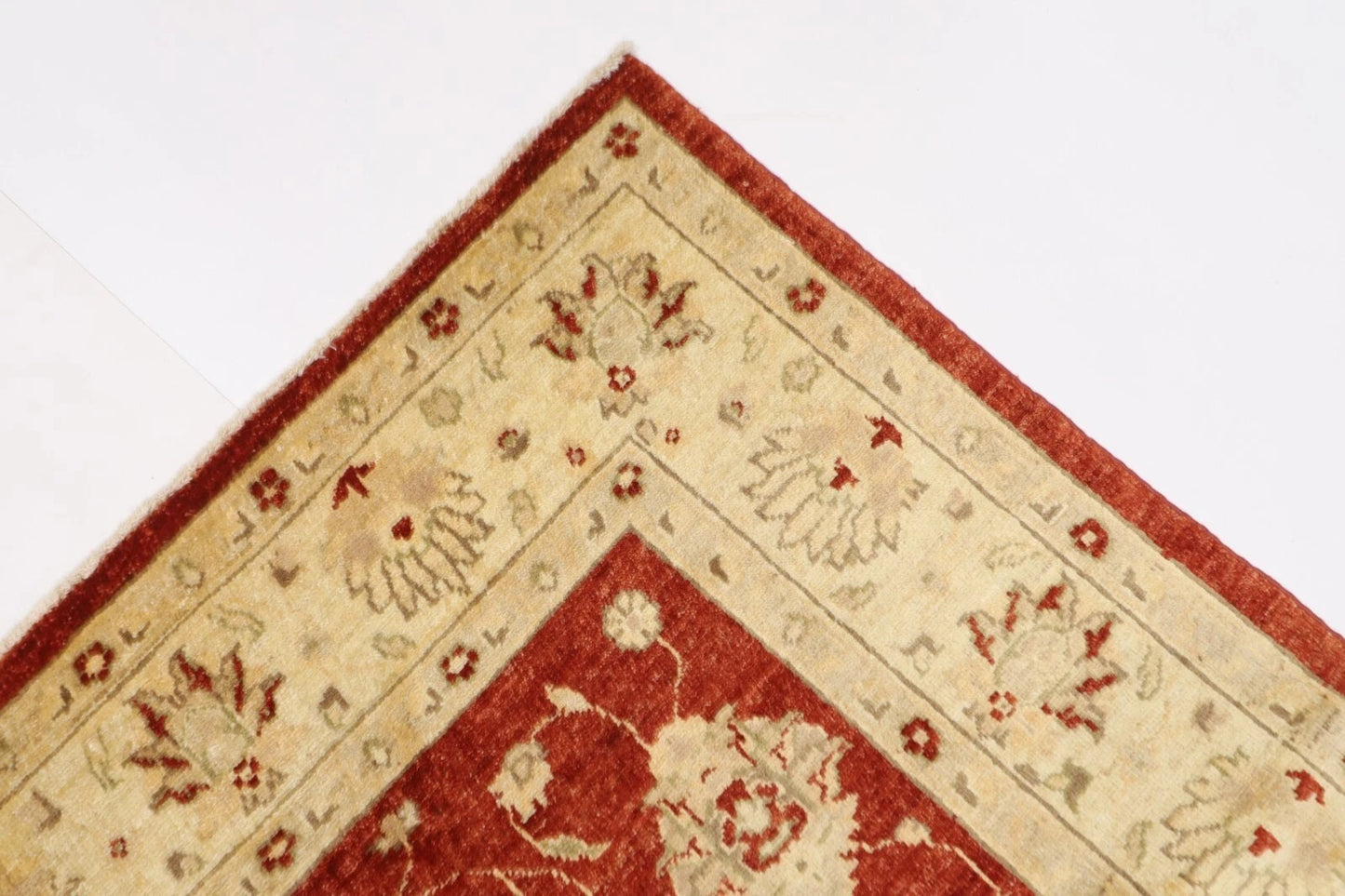172 x 234 cm | Floral Afghan Tribal Hand Knotted Veg Dye Wool Carpet
