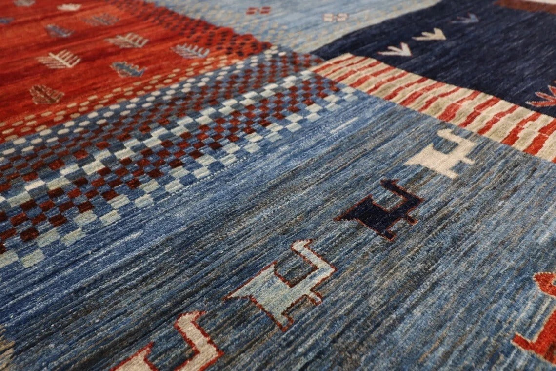 191 x 266 cm | Landscape Gabbeh Afghan Tribal Hand Knotted Veg Dye Wool Carpet