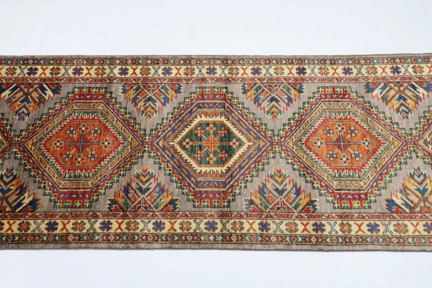 74 x 243 cm | Kazak Afghan Tribal Hand Knotted Wool Runner