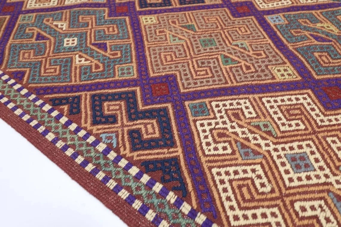 153 x 199 cm | Flat Weave Afghan Tribal Hand Knotted Veg Dye Wool Kilim