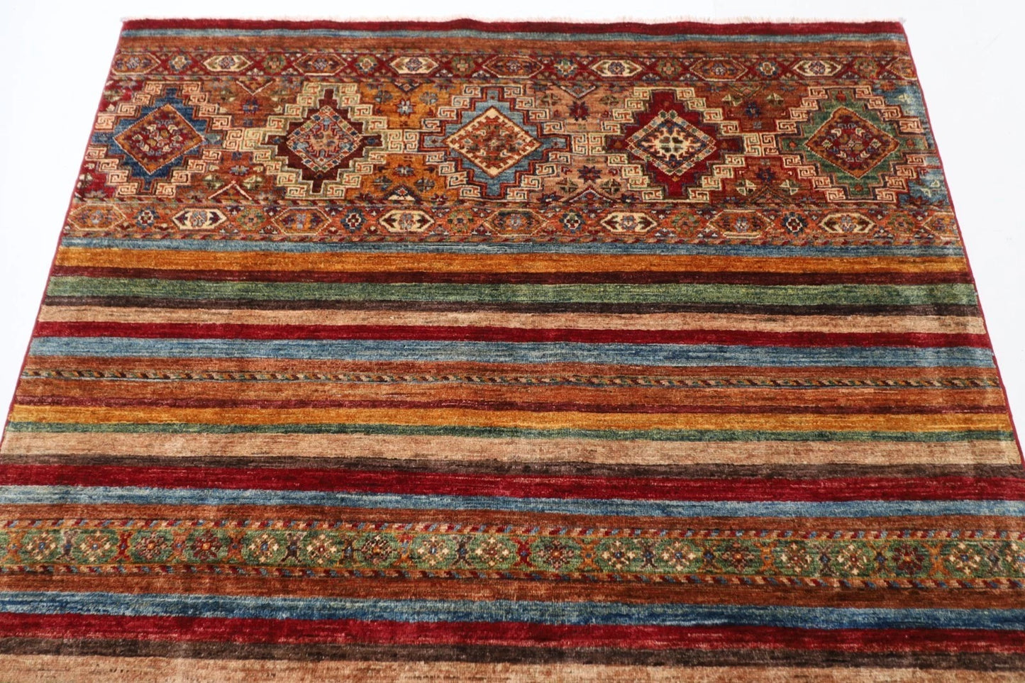 154 x 206 cm | Khorjun Afghan Tribal Hand Knotted Veg Dye Wool carpet