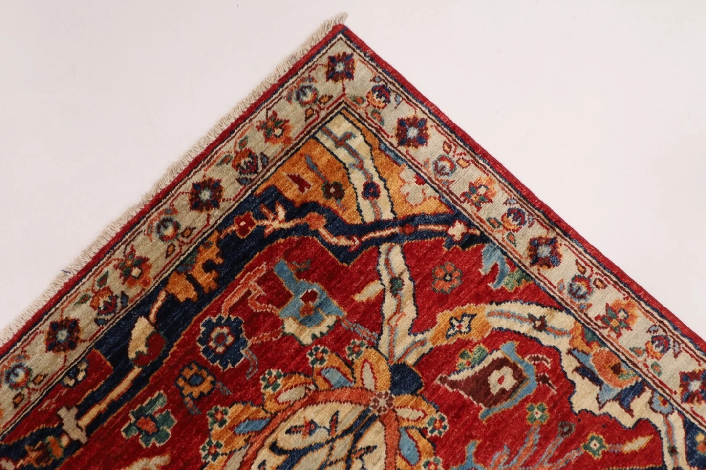 184 x 273 cm | Red Afghan Tribal Hand Knotted Veg Dye Wool carpet