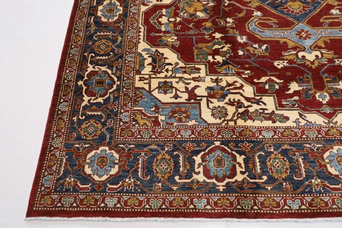 279 x 372 cm | Heriz Afghan Tribal Hand Knotted Carpet