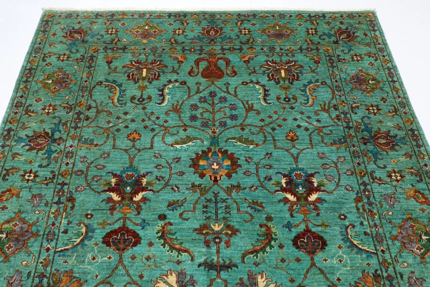 181 x 245 cm | Sultani Afghan Tribal Hand Knotted Veg Dye Wool Carpet