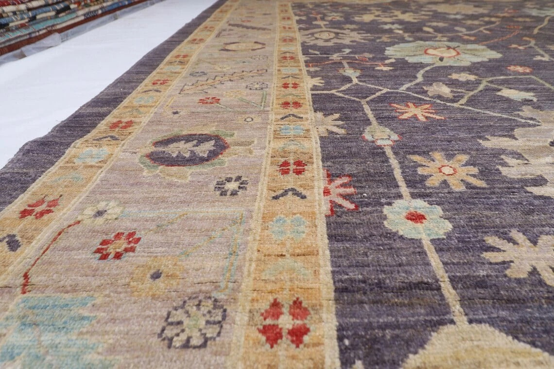 311 x 425 cm | Oushak Grey Afghan Tribal Hand Knotted Carpet