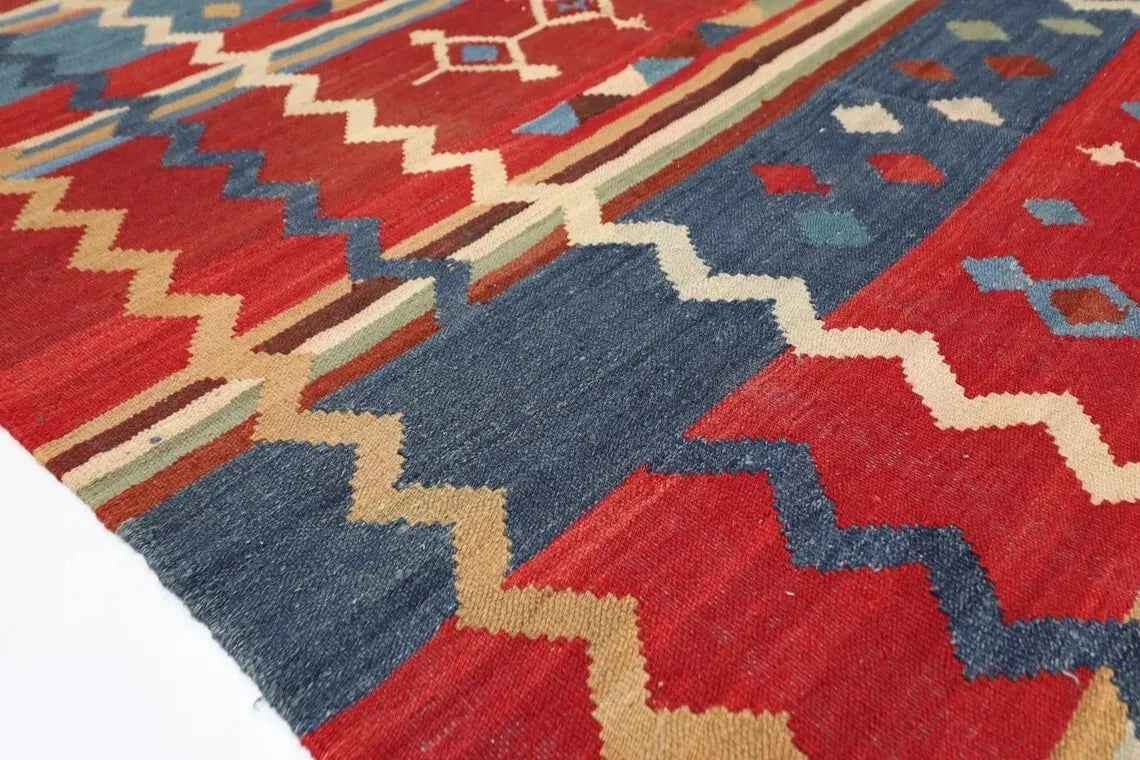 154 x 256 cm | Flat Weaved Afghan Tribal Hand Knotted Veg Dye Wool Carpet