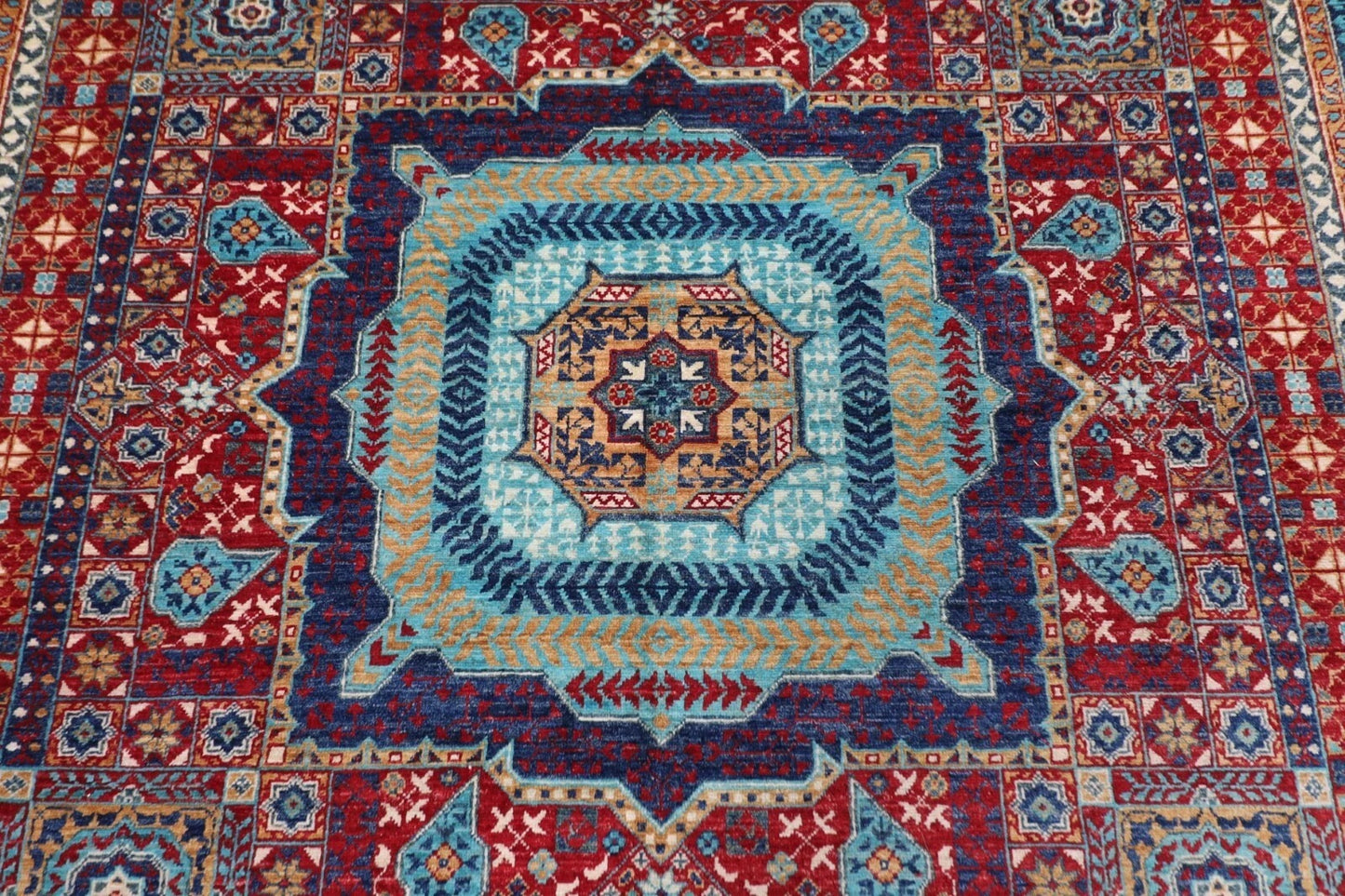 249 x 294 cm | Mamluk Afghan Tribal Hand Knotted Carpet