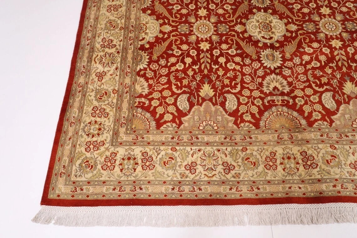 182 x 276 cm | Floral Red Afghan Tribal Hand Knotted Veg Dye Wool Carpet