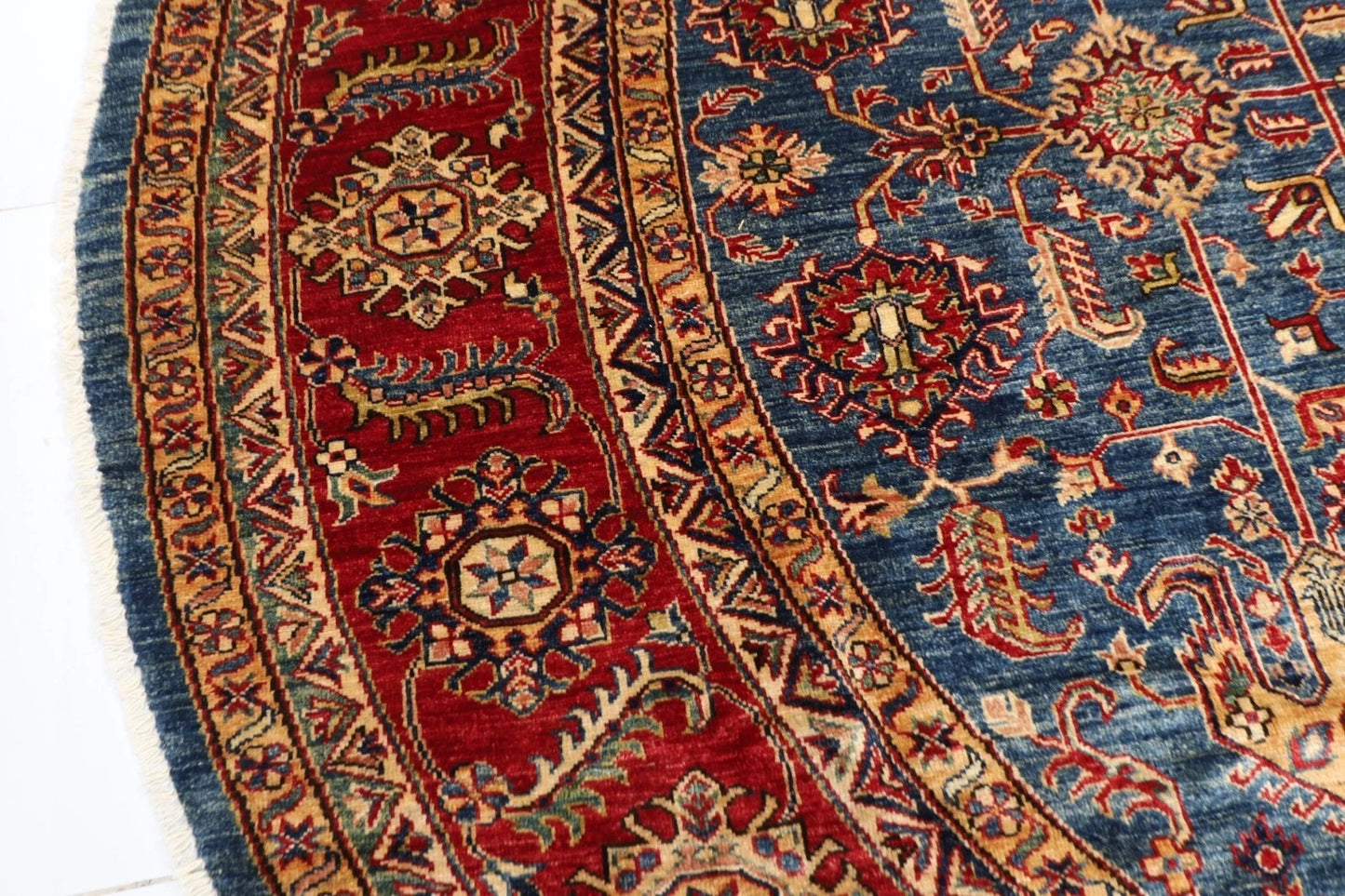 300 x 309 cm | Kazak Afghan Tribal Hand Knotted Wool Round Carpet