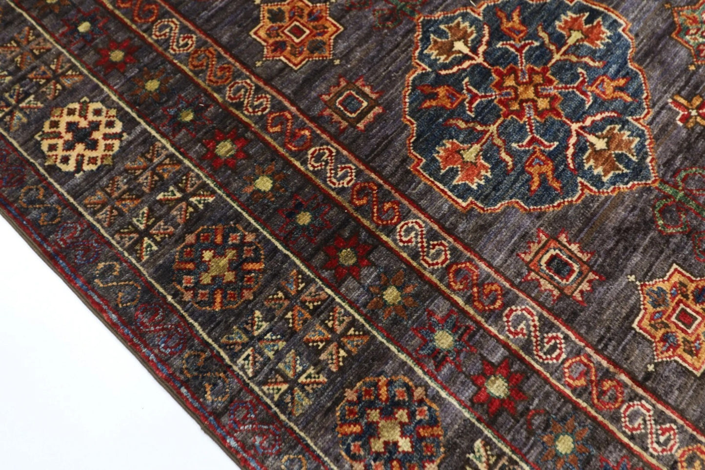 182 x 275 cm | Kazak Afghan Tribal Hand Knotted Veg Dye Wool carpet