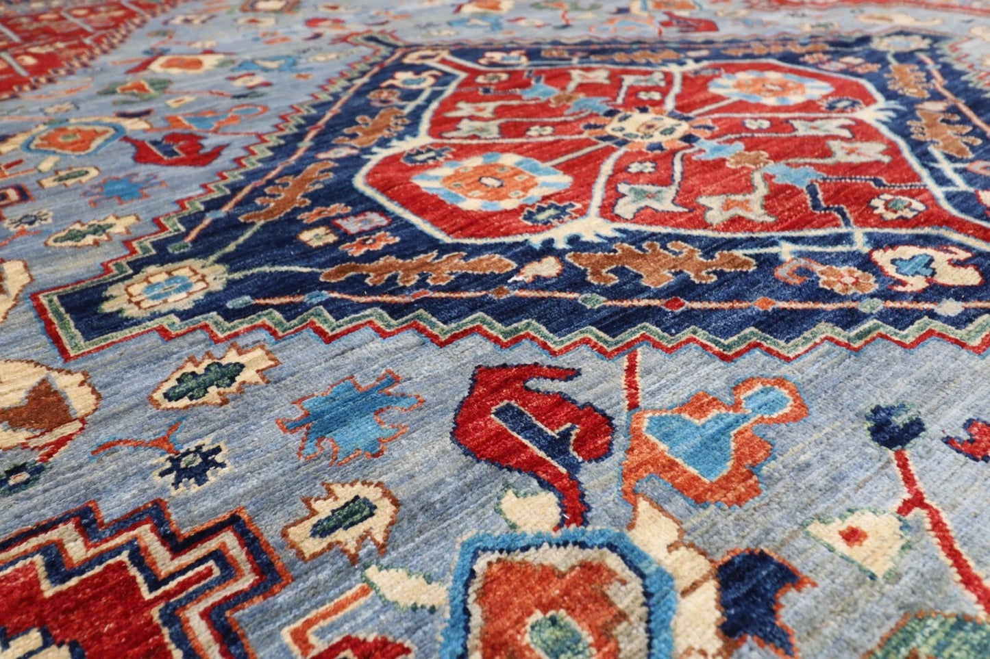278 x 371 cm | Heriz Afghan Tribal Hand Knotted Carpet