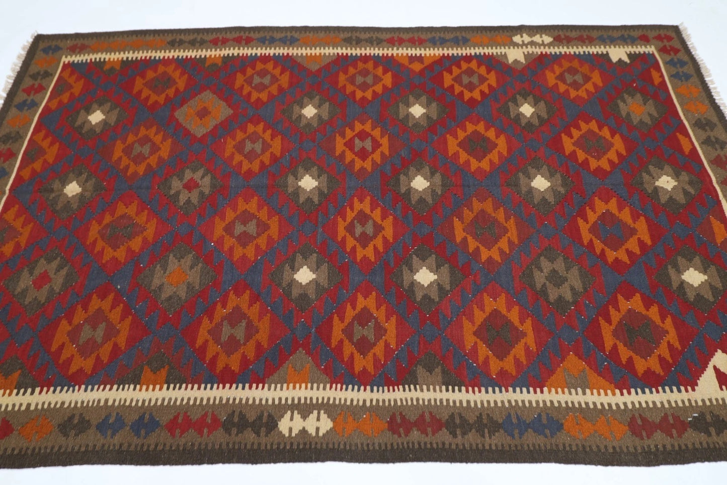 159 x 254 cm | Flat Weaved Afghan Tribal Hand Knotted Veg Dye Wool Carpet