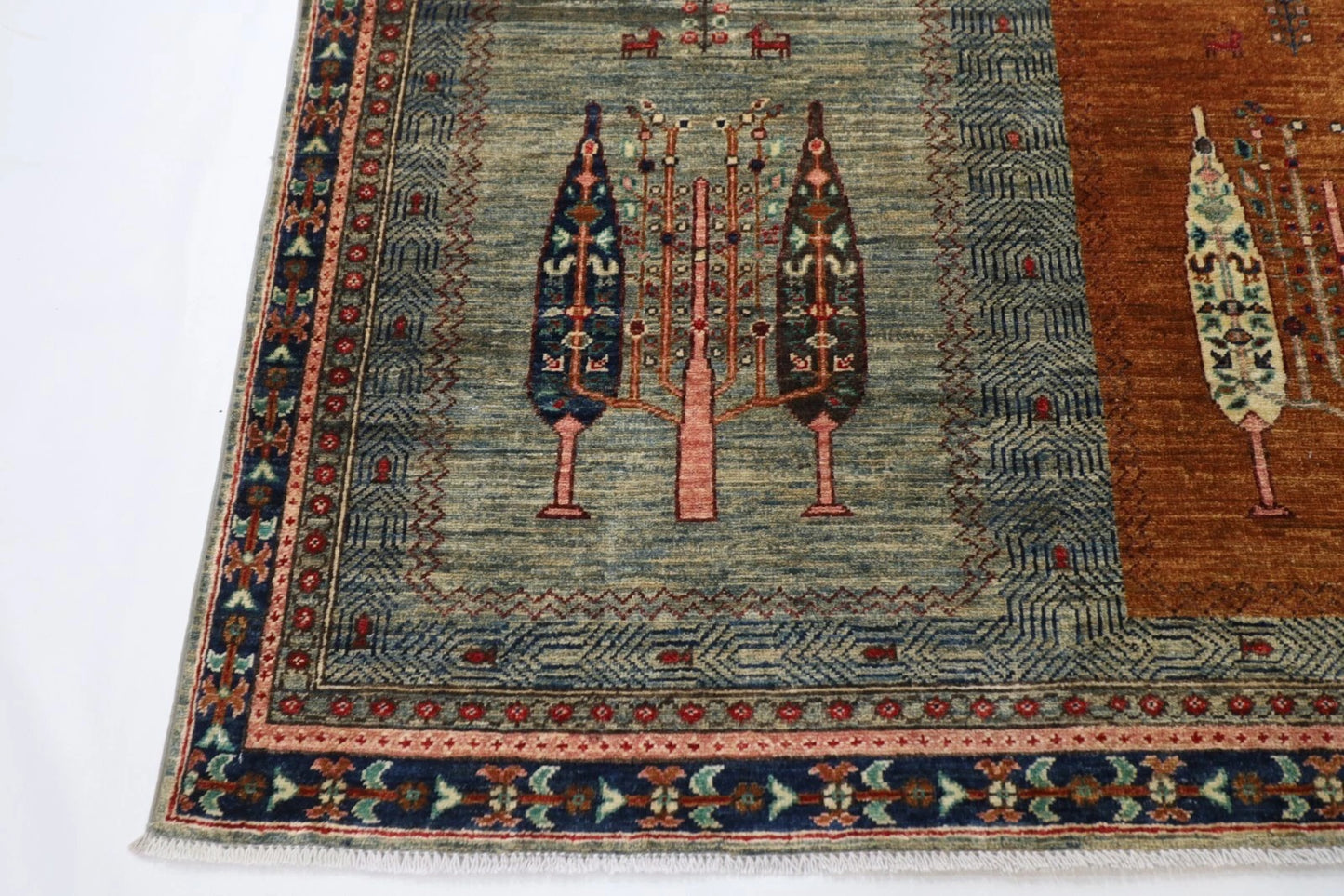 149 x 201 cm | Trees Afghan Tribal Hand Knotted Veg Dye Wool carpet