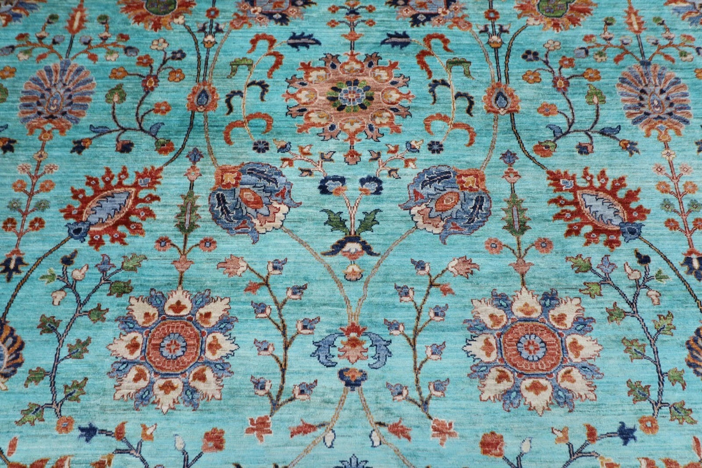 360 x 448 cm | Aryana Turquoise Afghan Tribal Hand Knotted Carpet