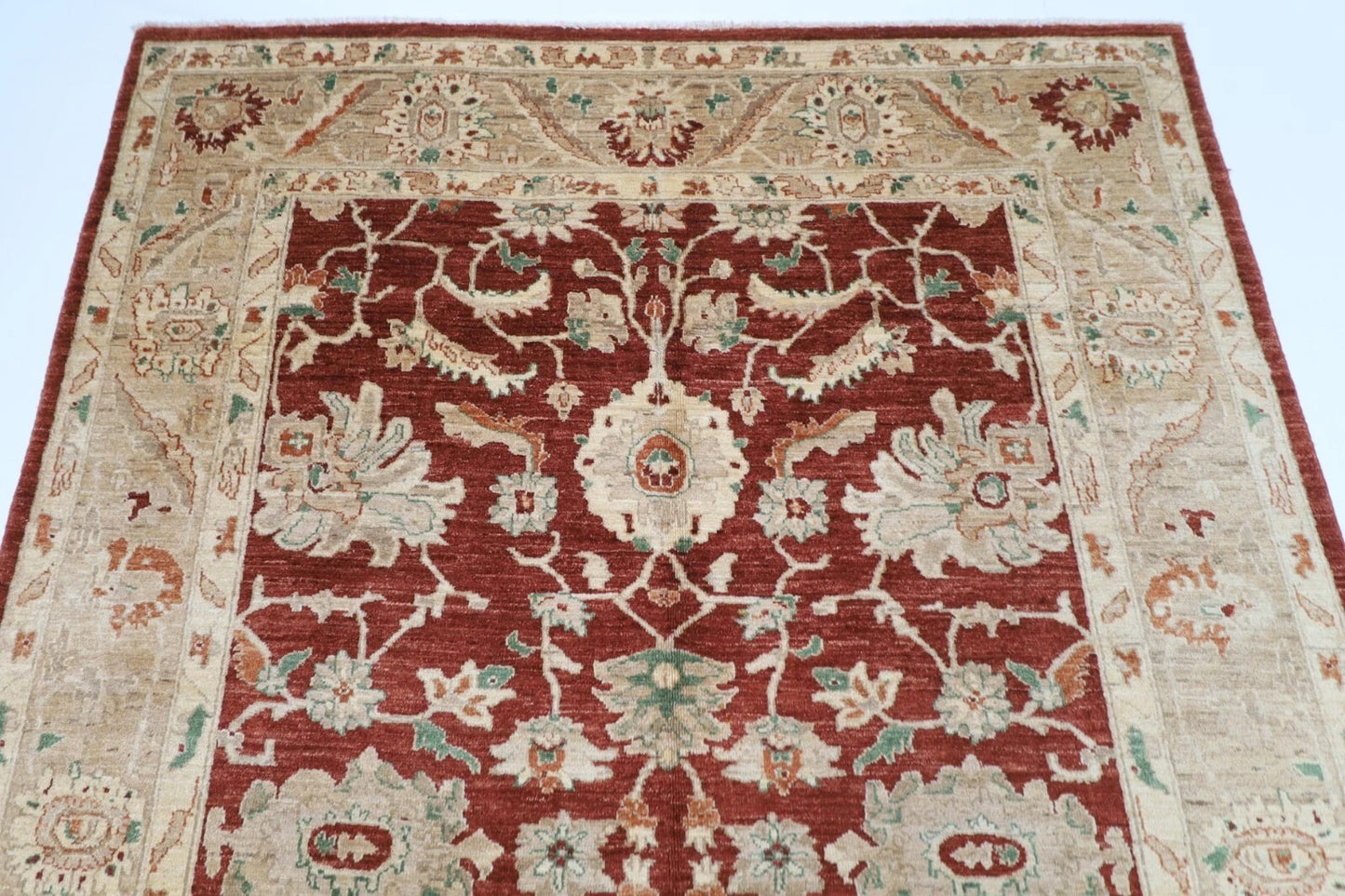 180 x 275 cm | Floral Red Afghan Tribal Hand Knotted Veg Dye Wool Carpet