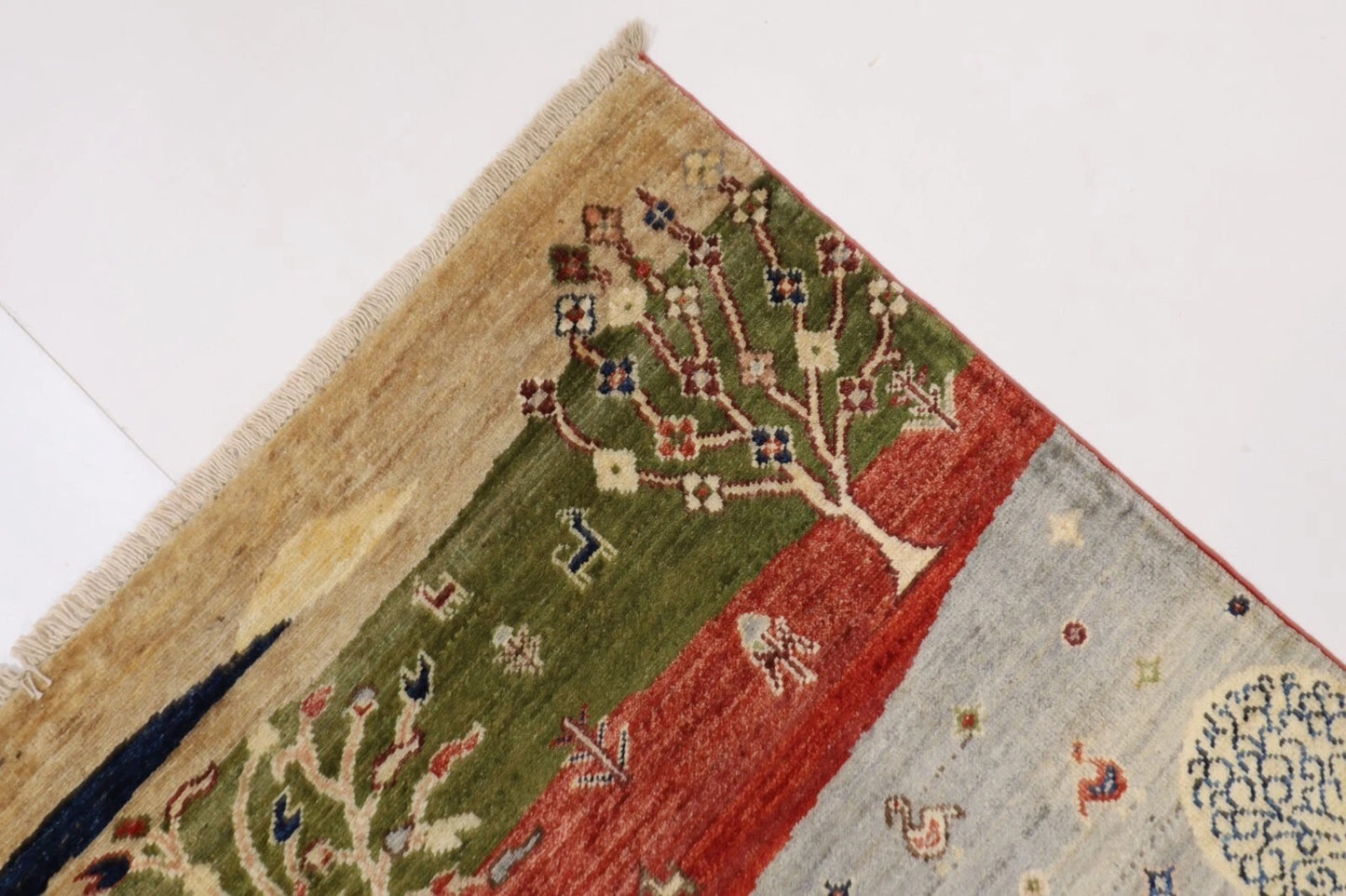 155 x 201 cm | Landscape Afghan Tribal Hand Knotted Veg Dye Wool Carpet