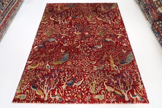 248 x 308 cm | Birds Afghan Tribal Hand Knotted Carpet