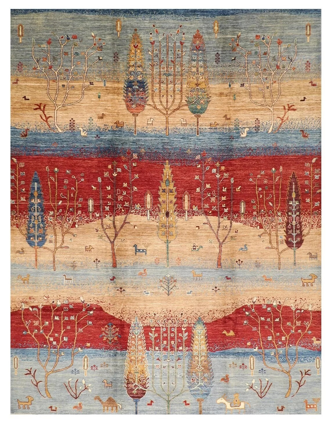 253 x 301 cm | Landscape Afghan Tribal Hand Knotted Carpet