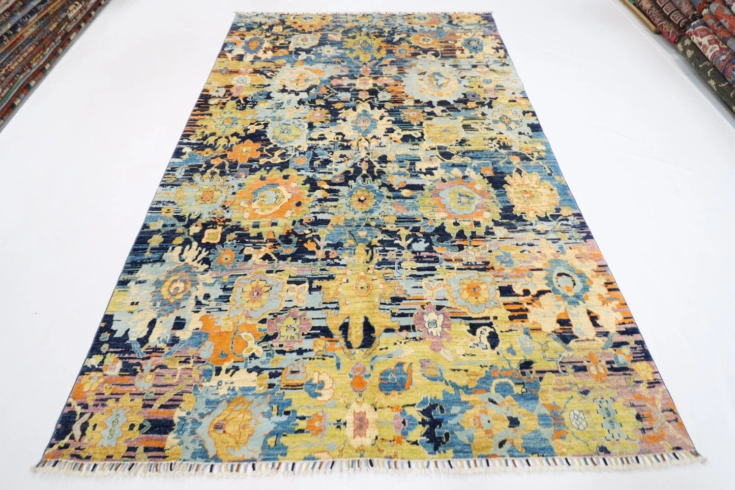 195 x 303 cm | Abstract Silk / Wool Afghan Tribal Hand Knotted Carpet