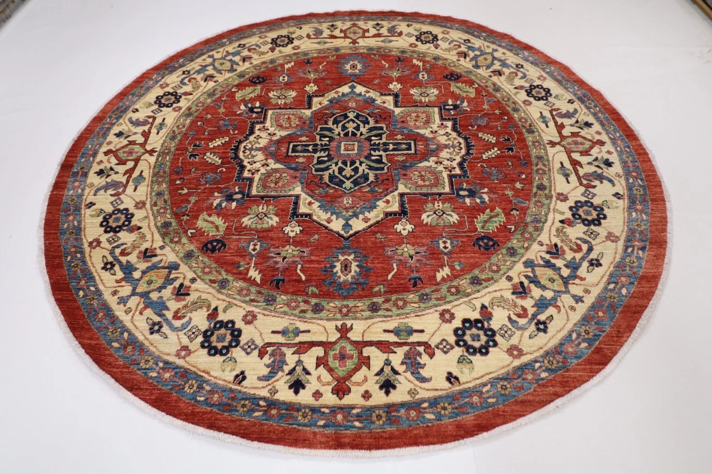 247 x 250 cm | Medallion Afghan Tribal Hand Knotted Wool Carpet