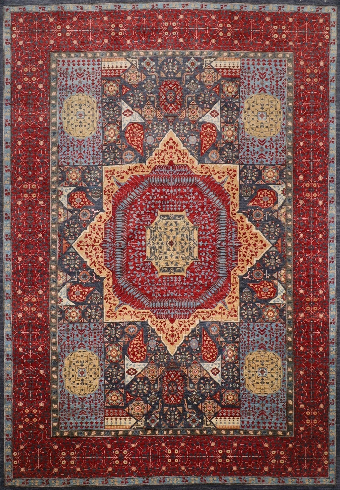 302 x 413 cm | Mamluk Afghan Tribal Hand Knotted Carpet