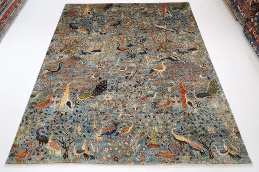 252 x 299 cm | Birds Afghan Tribal Hand Knotted Carpet