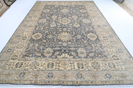 275 x 361 cm | Oriental Grey Afghan Tribal Hand Knotted Carpet