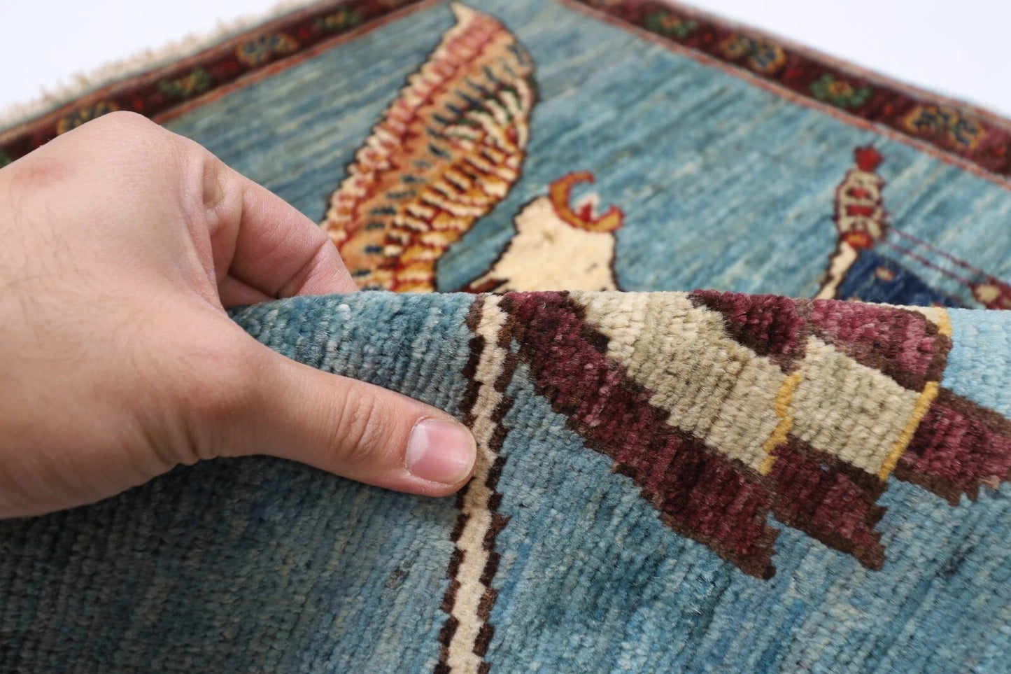 80 x 82 cm | Falcon Afghan Tribal Hand Knotted Wool Carpet