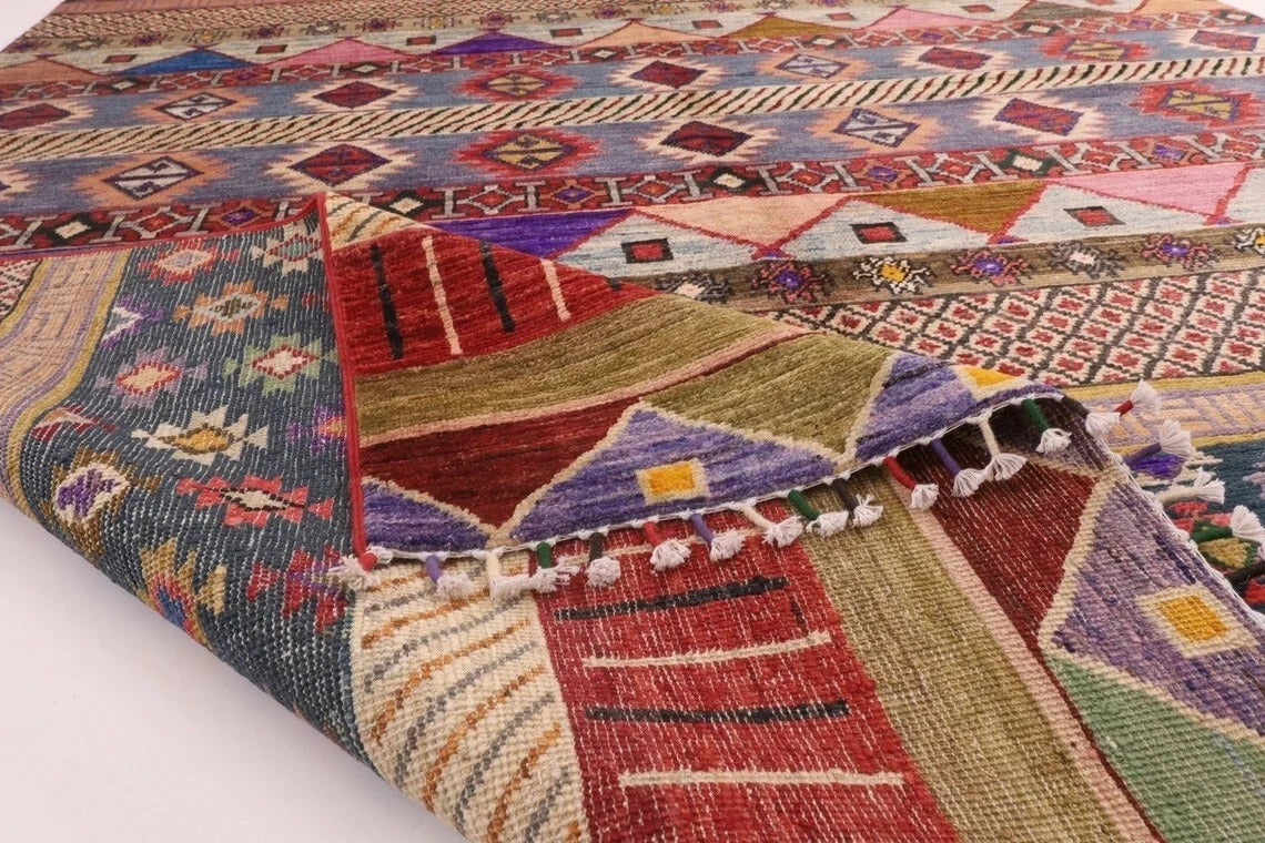 202 x 298 cm | Striped Gabbeh Afghan Tribal Hand Knotted Carpet