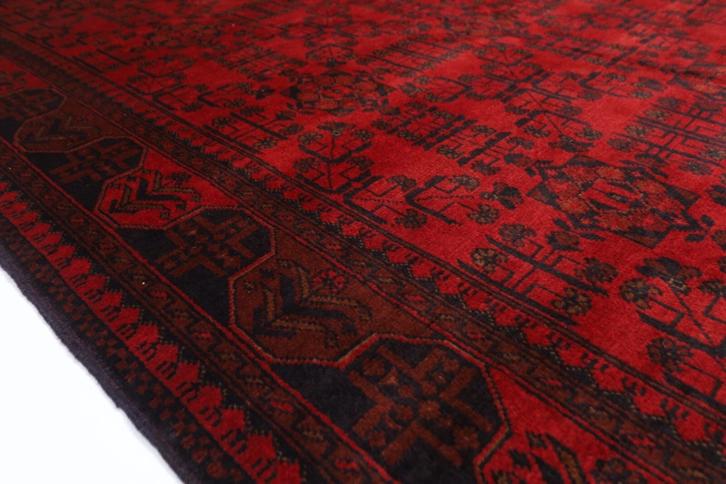 174 x 233 cm | Bokhara Afghan Tribal Hand Knotted Veg Dye Wool Carpet