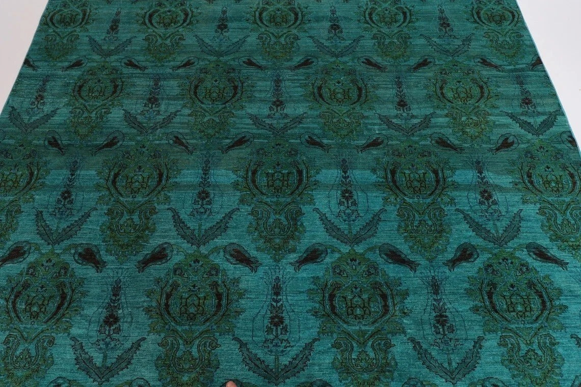 258 x 259 cm | Turquoise Afghan Tribal Hand Knotted Wool Round Carpet