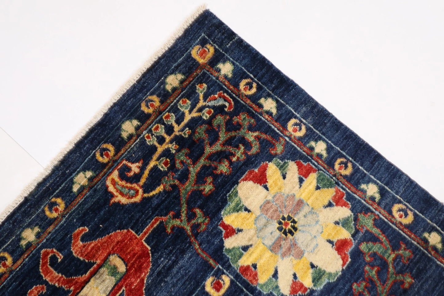 184 x 281 cm | Suzani Blue Afghan Tribal Hand Knotted Veg Dye Wool carpet