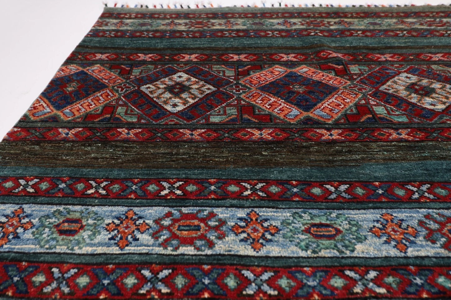 169 x 253 cm | Khorjun Afghan Tribal Hand Knotted Veg Dye Wool Carpet
