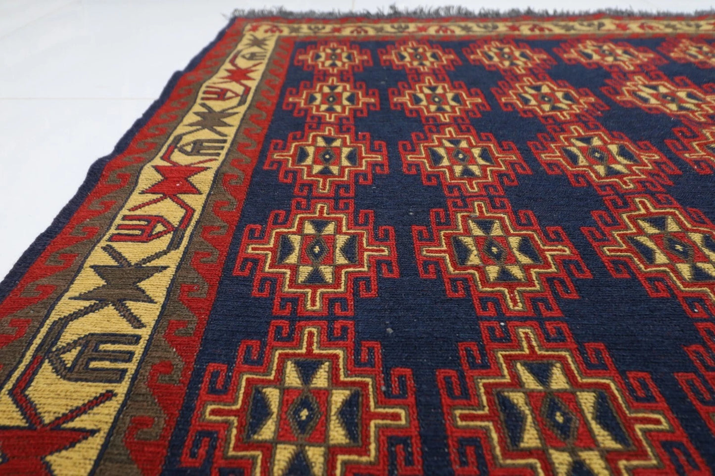 222 x 244 cm | Sumak Flat Weave Afghan Tribal Hand Knotted Veg Dye Wool Carpet
