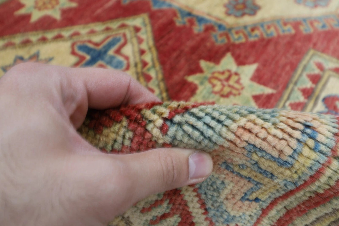200 x 200 cm | Kazak Afghan Tribal Hand Knotted Wool Carpet