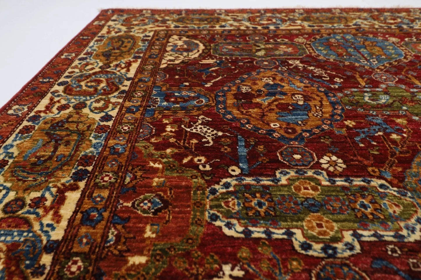 154 x 203 cm | Kerman Afghan Tribal Hand Knotted Veg Dye Wool Carpet