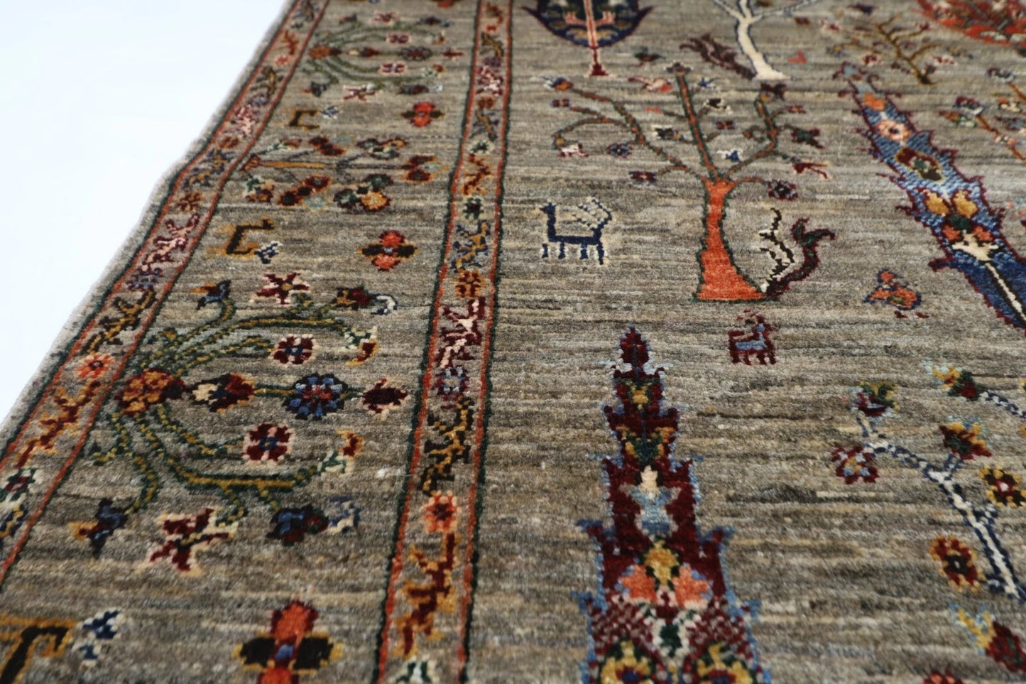 153 x 202 cm | Tree of Life Afghan Tribal Hand Knotted Veg Dye Wool Carpet