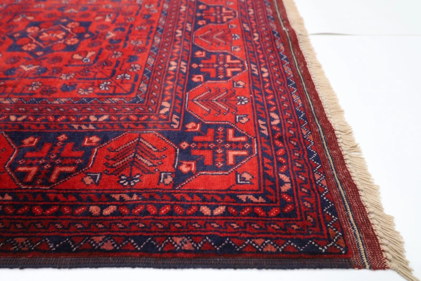 154 x 203 cm | Belgic Tribal Hand Knotted Veg Dye Wool Carpet