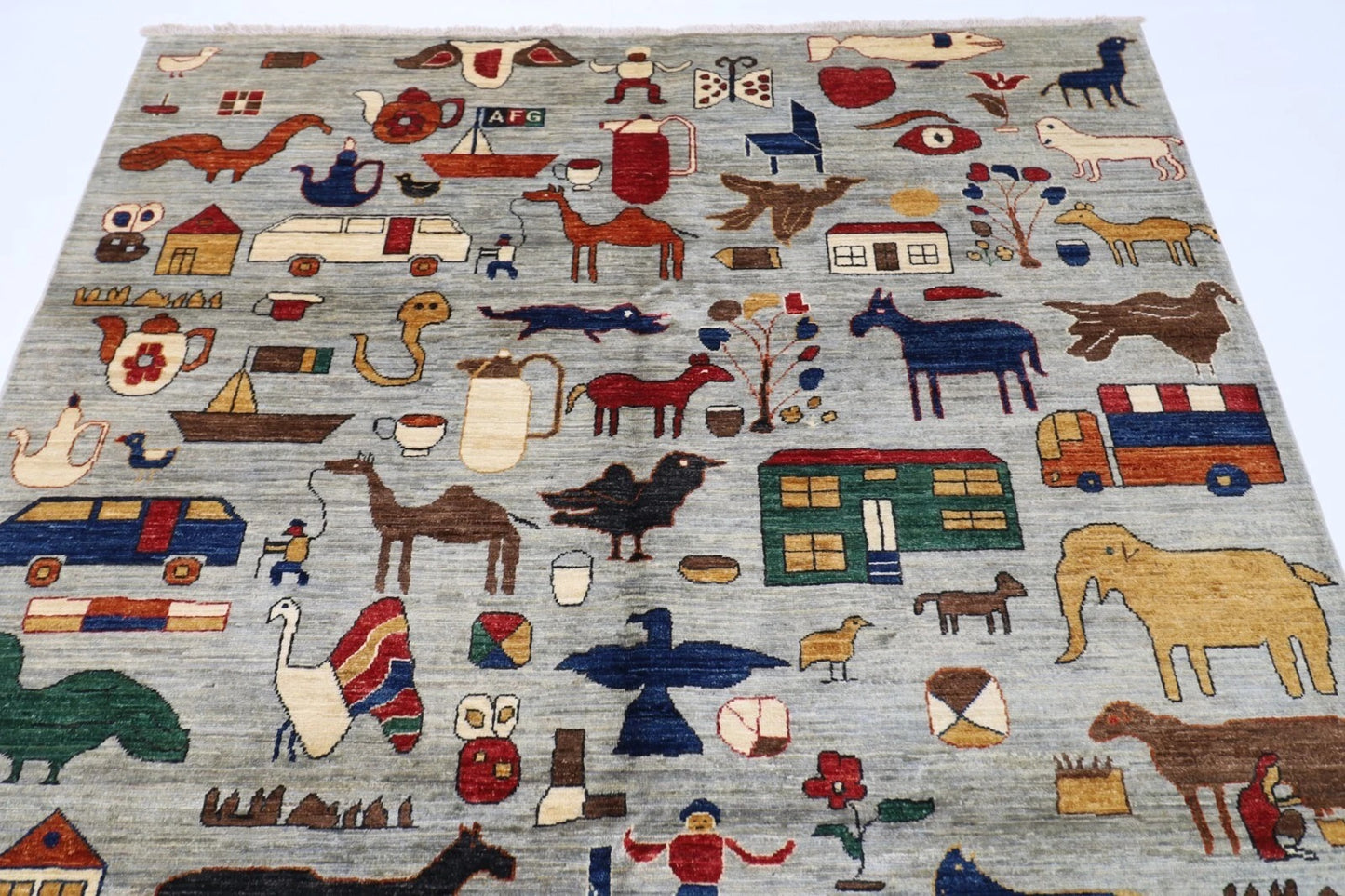 185 x 274 cm | Landscape Gabbeh Afghan Tribal Hand Knotted Veg Dye Wool Carpet