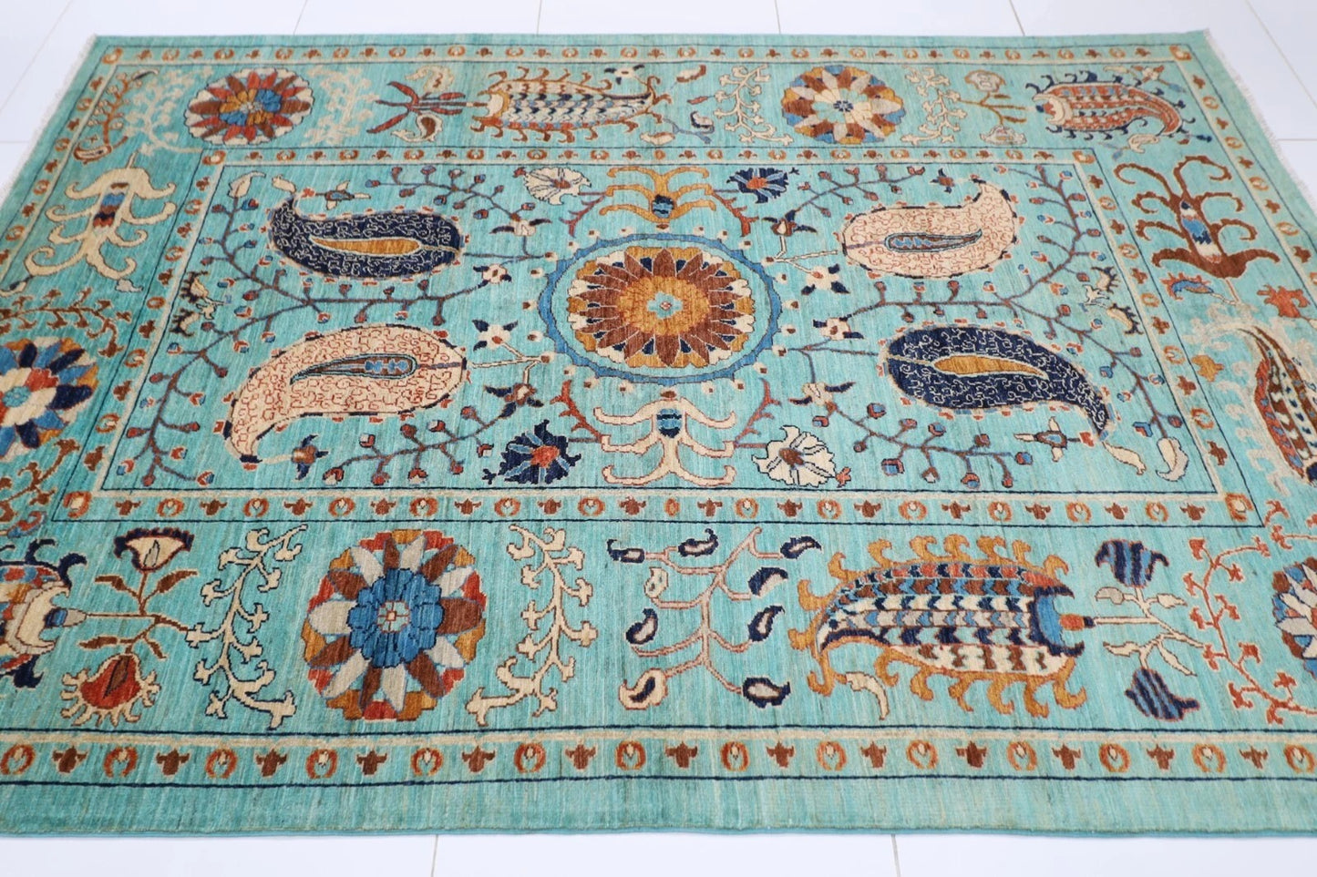 182 x 272 cm |  Suzani Afghan Tribal Hand Knotted Veg Dye Wool carpet