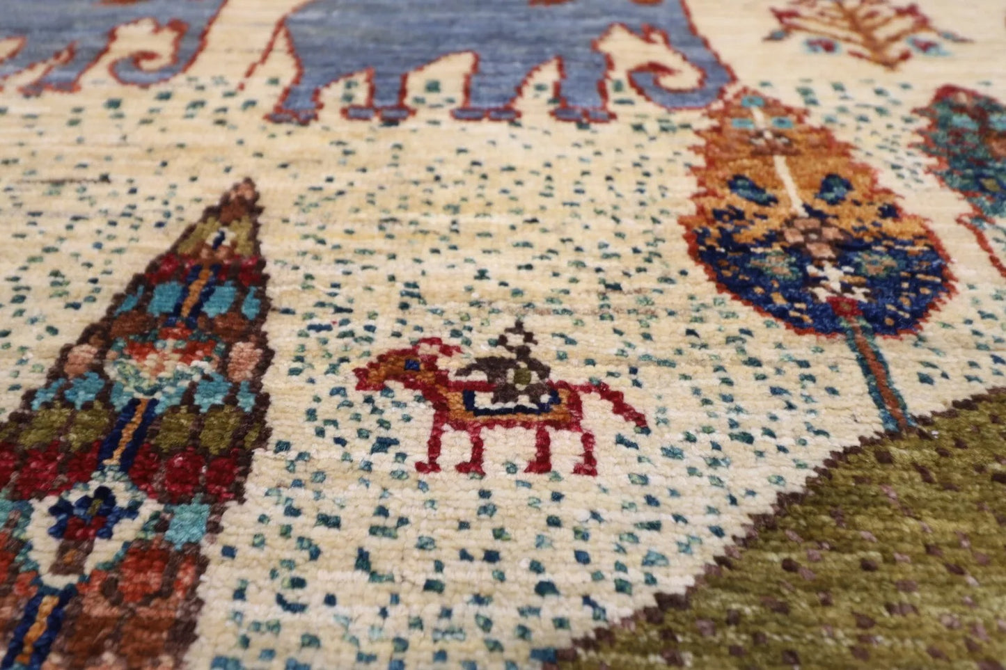 196 x 195 cm | Animal Afghan Tribal Hand Knotted Wool Carpet