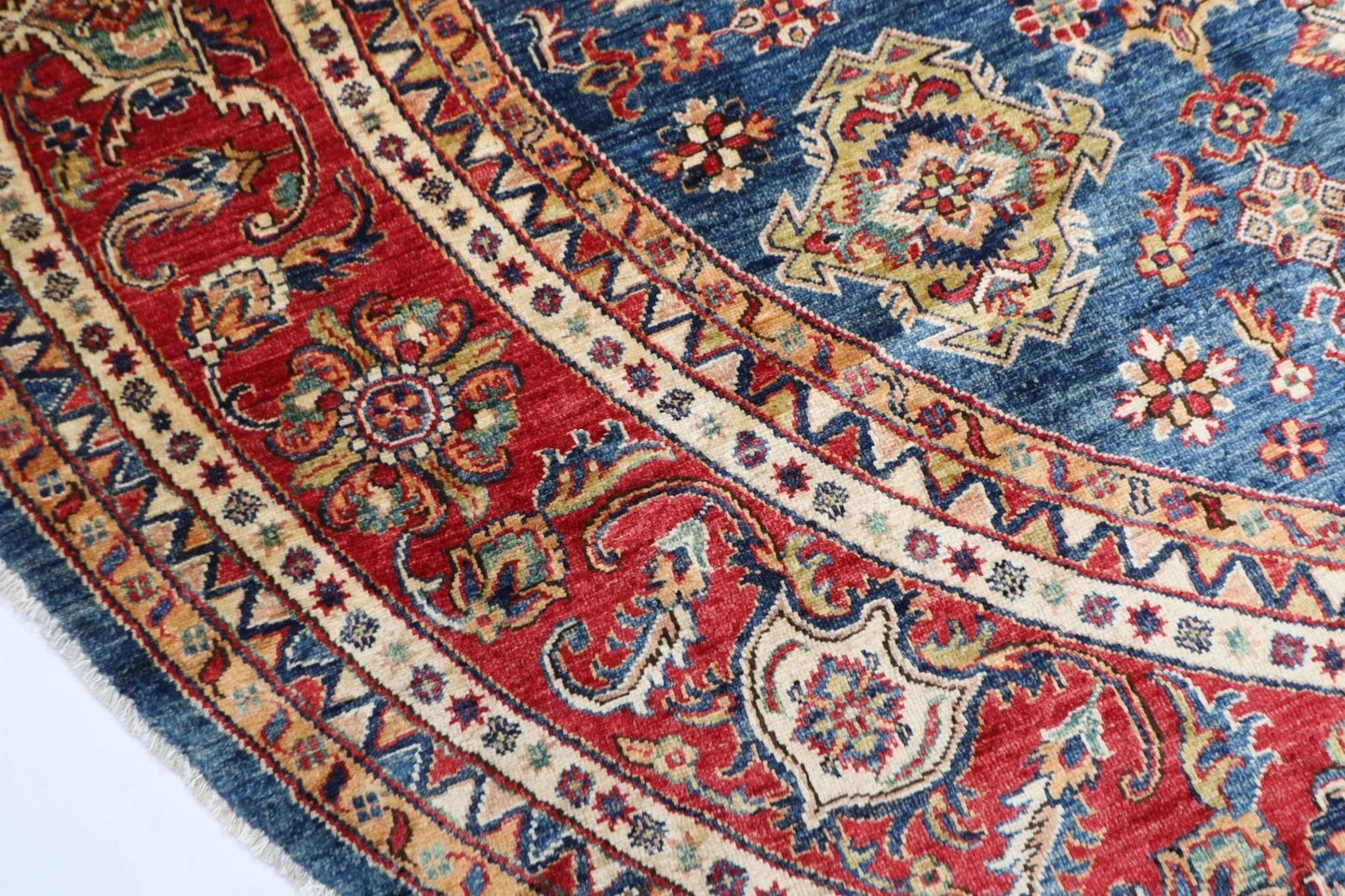 276 x 288 cm | Kazak Afghan Tribal Hand Knotted Wool Round Carpet