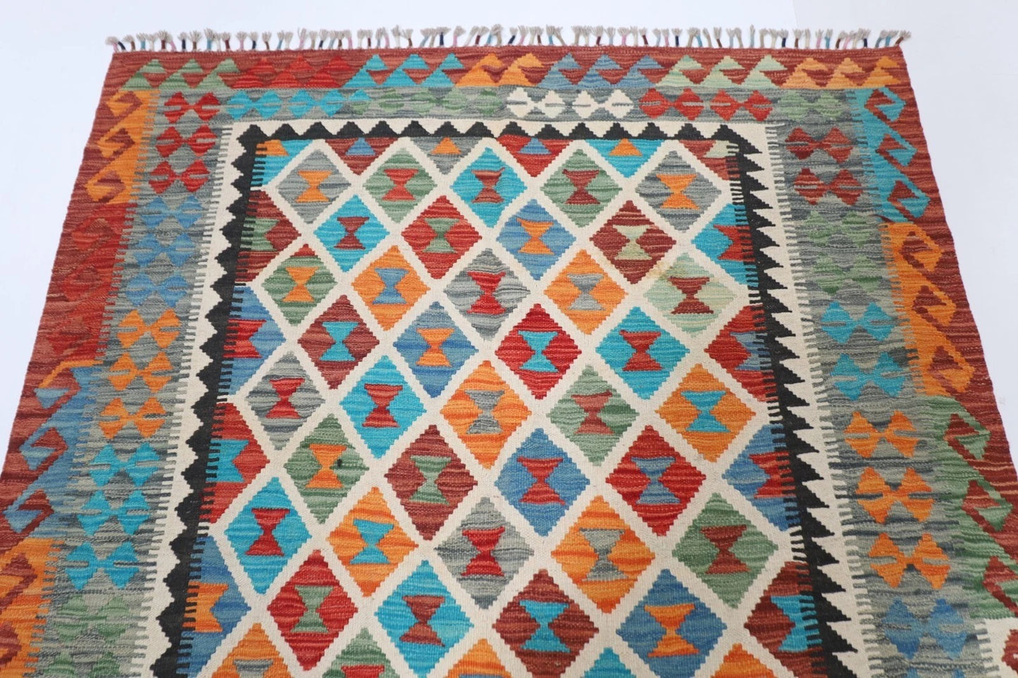 155 x 202 cm | Kilim Afghan Tribal Hand Knotted Veg Dye Wool carpet