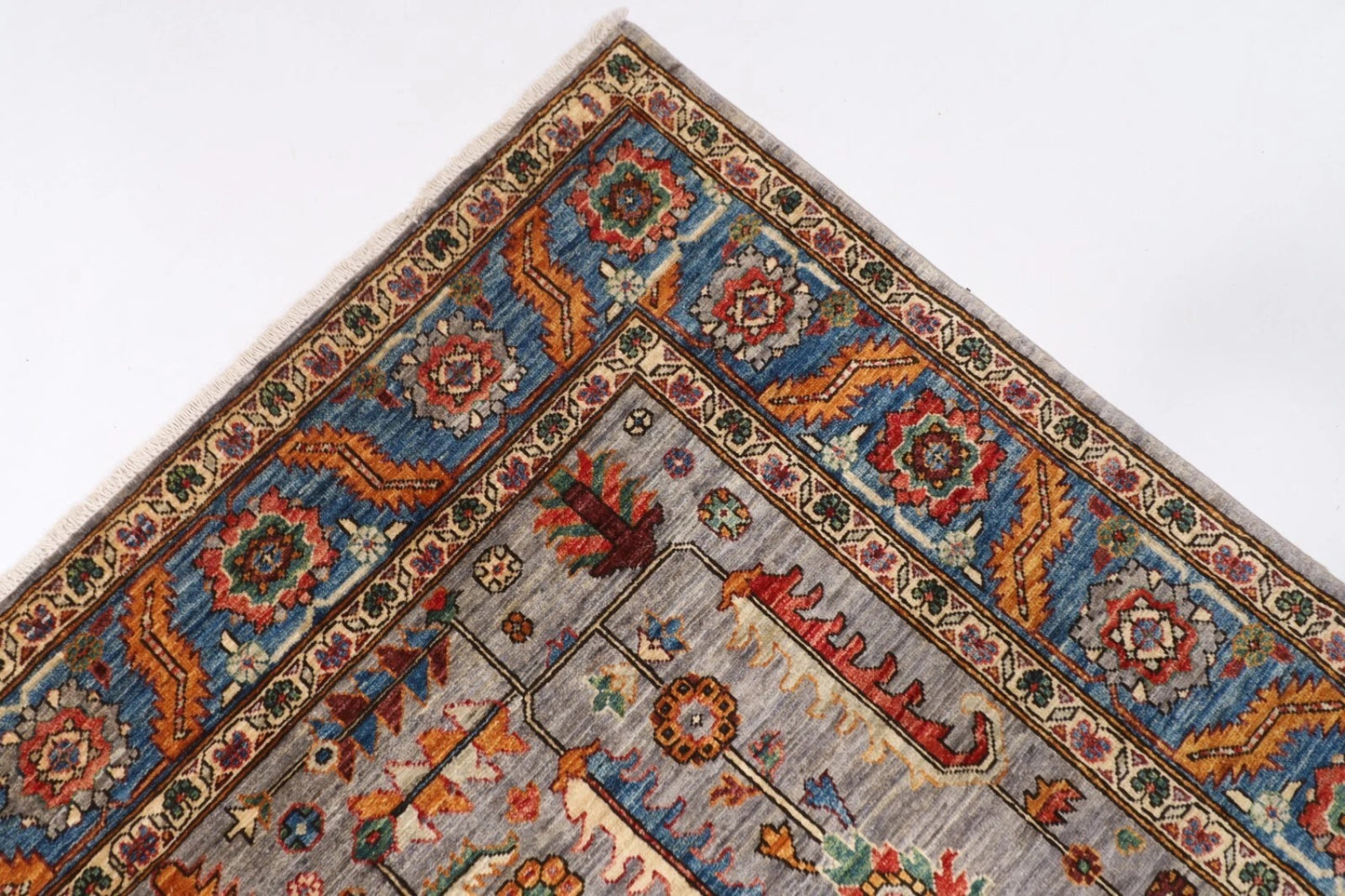 188 x 273 cm | Bidjar Gray Afghan Tribal Hand Knotted Veg Dye Wool carpet