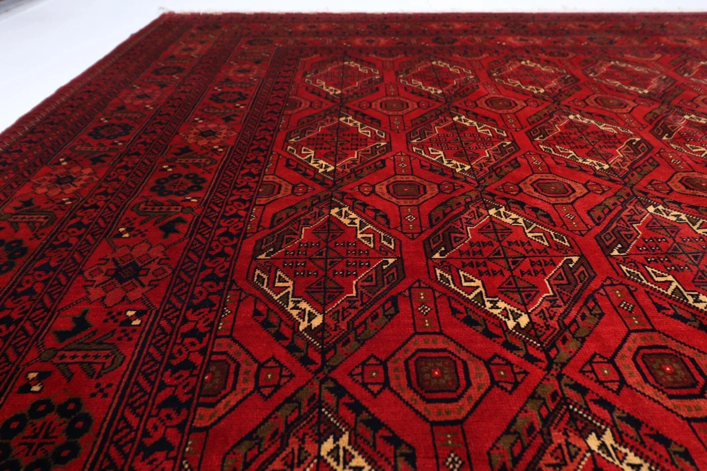 301 x 420 cm | Bokhara Afghan Tribal Hand Knotted Carpet
