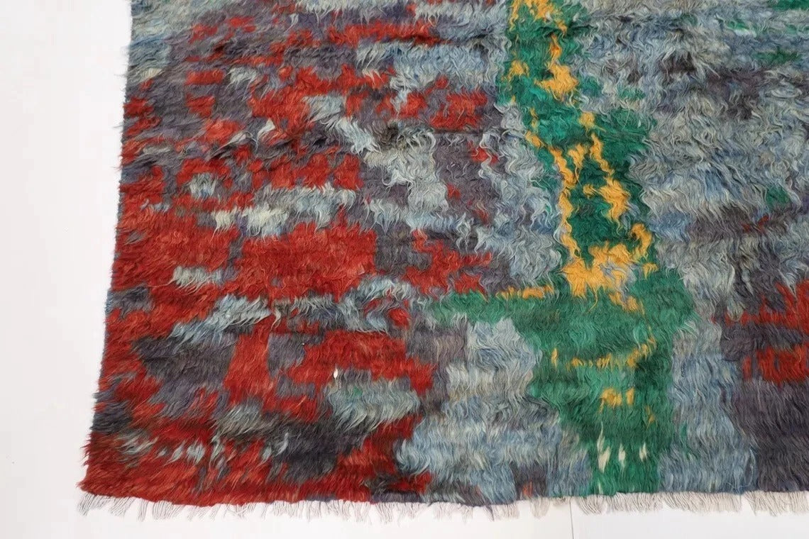 194 x 284 cm | Abstract Long Pile Afghan Tribal Hand Knotted Carpet